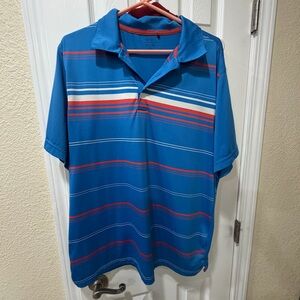 SNAKE EYES Mens DRY-18 Short SLEEVE POLO GOLF SHIRT Blue SIZE XL Red Striped